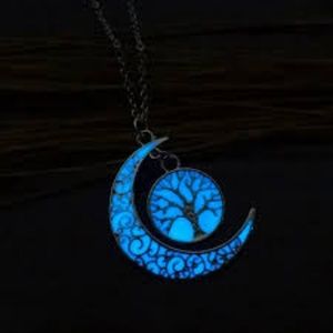 Glow In The Dark Tree Of Life Half Moon Pendant